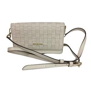 Michael Kors Jet Set Small Woven Leather Smartphone Convertible Cross-body Bag